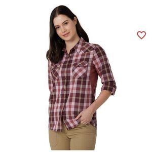 Wrangler Women's XL Red Plaid Western Button-Up Shirt Long Sleeve Casual